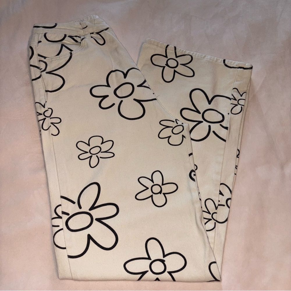 LUCA + GRAE SZ M Floral Print Cream Pants